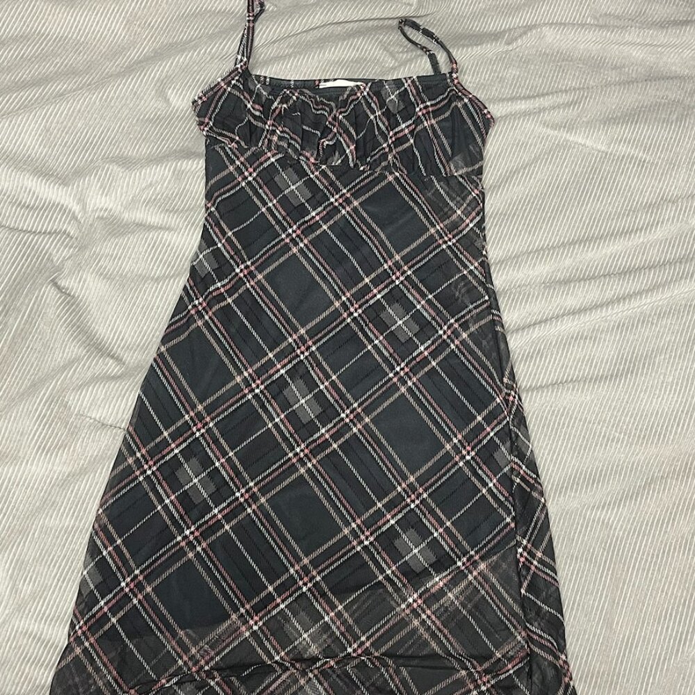 Black and Pink Plaid Mini Dress, See You Monday, Size XS